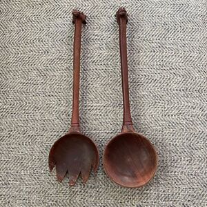 🌸Host Pick🌸 Hand Carved Wooden Salad Servers. Giraffes 13 Inches